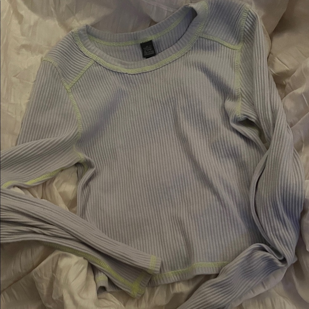 Wild Fable (Target) light blue Ribbed Top with Neon Trim